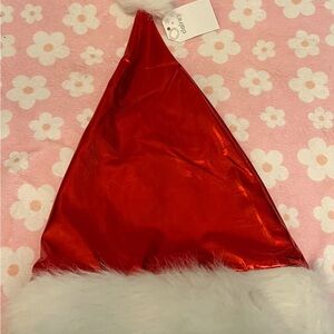 Claire's Shiny Red Santa Hat with White Trim